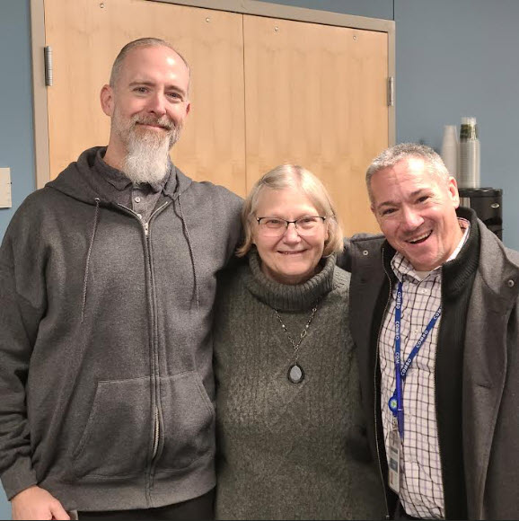 Arlene Frei with Union President Randy Scott and Social Committee Chris BesawChair 